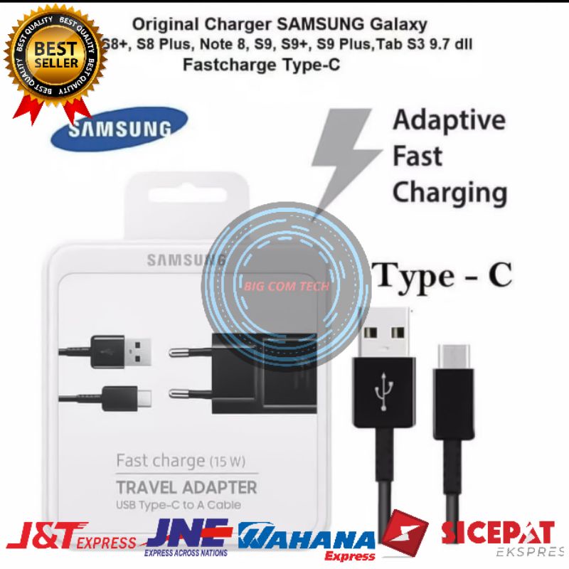 Charger Samsung Galaxy S8 Plus / S9 Plus / S10 Plus / M10 / M11 / M12 / M20 / M21 / M21s / M30 / M30s / M31 / M32 / M50 / M51 / Note 7 / Note 8 / Note 9 Usb Type-C Fast Charging 2.4A 15 Watt Original