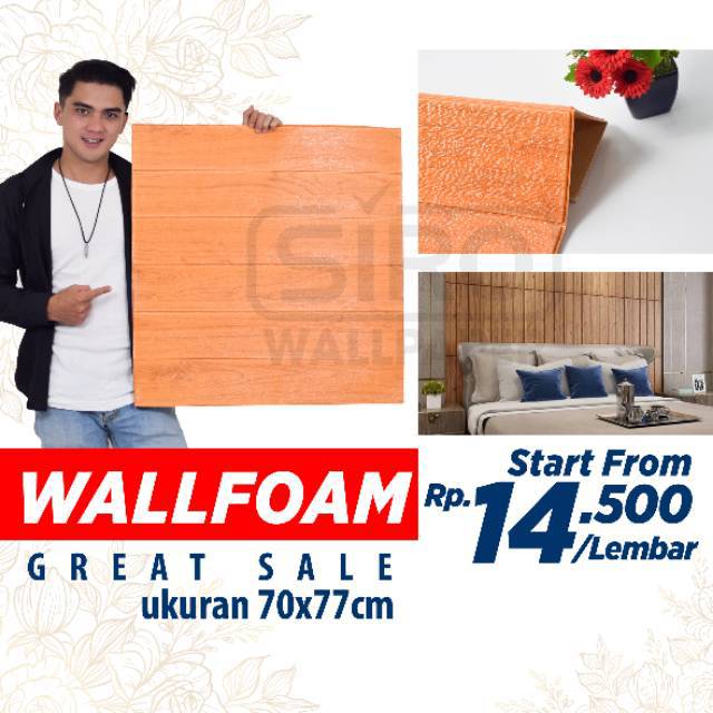 WALLFOAM BATA PLAFON KAYU  3D PROMO 70  x 77 cm Shopee 