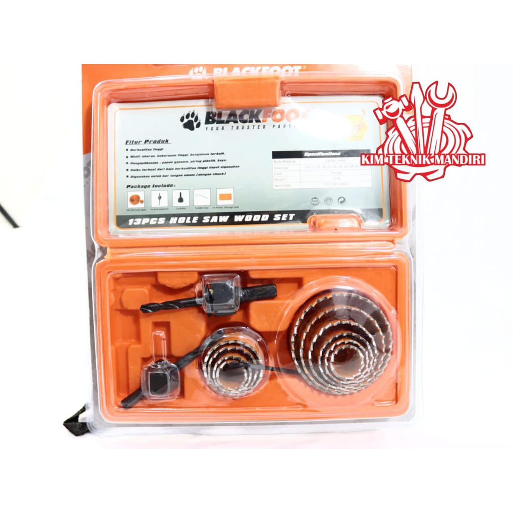 HOLESAW SET MATABOR PELUBANG KAYU HOLE SAW 13 PCS BLACKFOOT BERKUALITAS