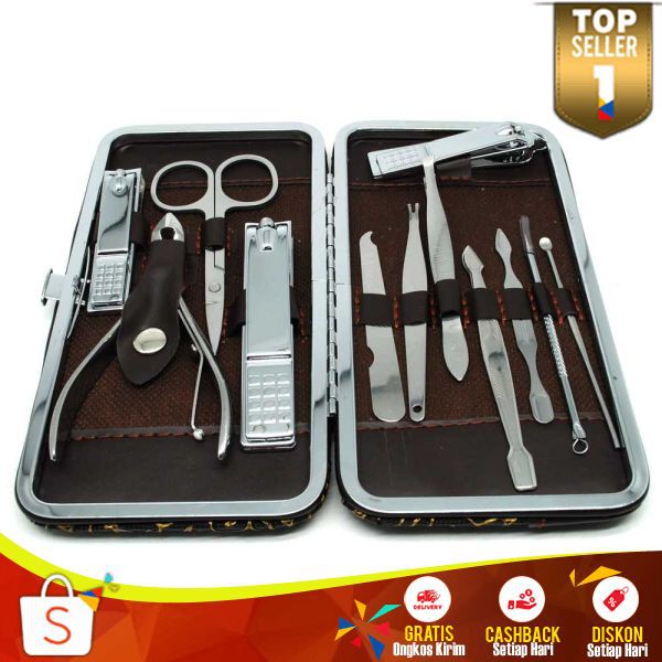 Nail Art Set Manicure Pedicure 12 PCS Stainless Steel Murah Manicure Pedicure Lengkap Multifungsi