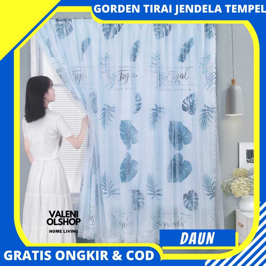 Gorden Magic Velcro Tirai Jendela kamar Hordeng Tempel Tidak pake Bor Paku Gordyn Selambu Kelambu