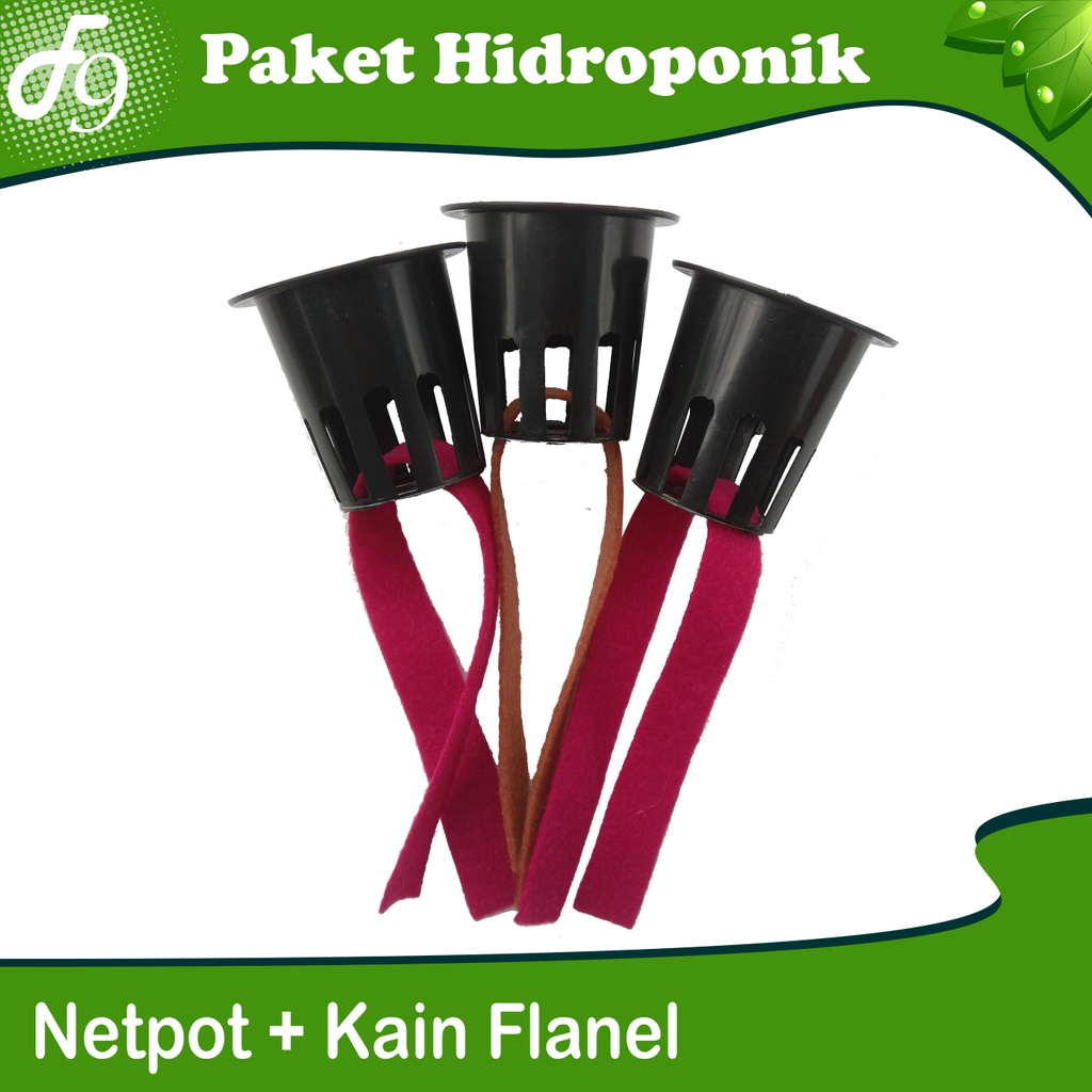 Paket Hidroponik Netpot 5 cm Sumbu hidroponik Kain Flanel