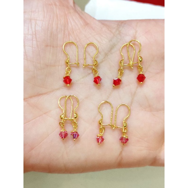 ANTING ANAK KRISTAL PERAK 925 LAPIS MAS 24K