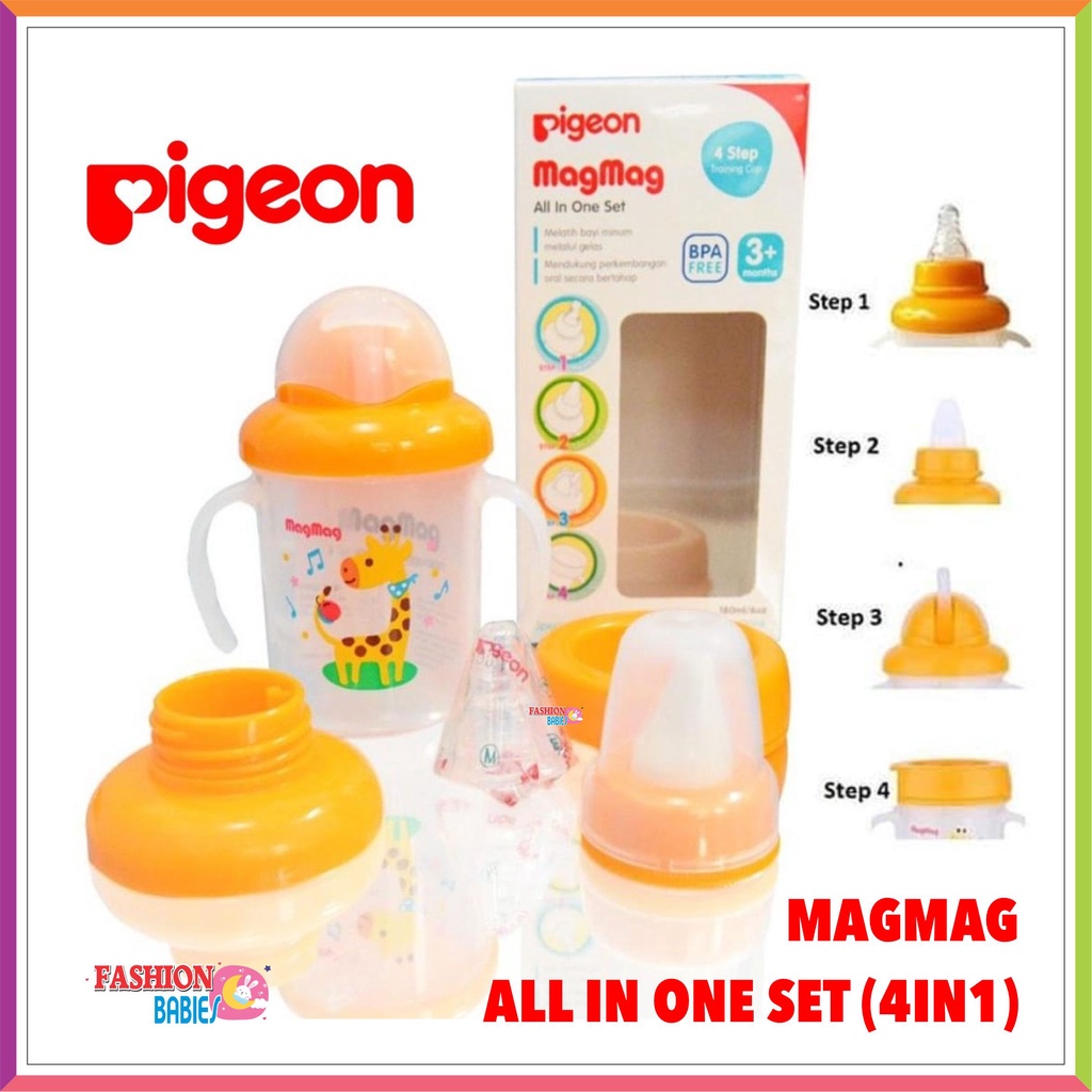 PIGEON MAGMAG ALL IN ONE SET TRAINNING CUP | BOTOL SUSU PIGEON | TRAINNING CUP SET