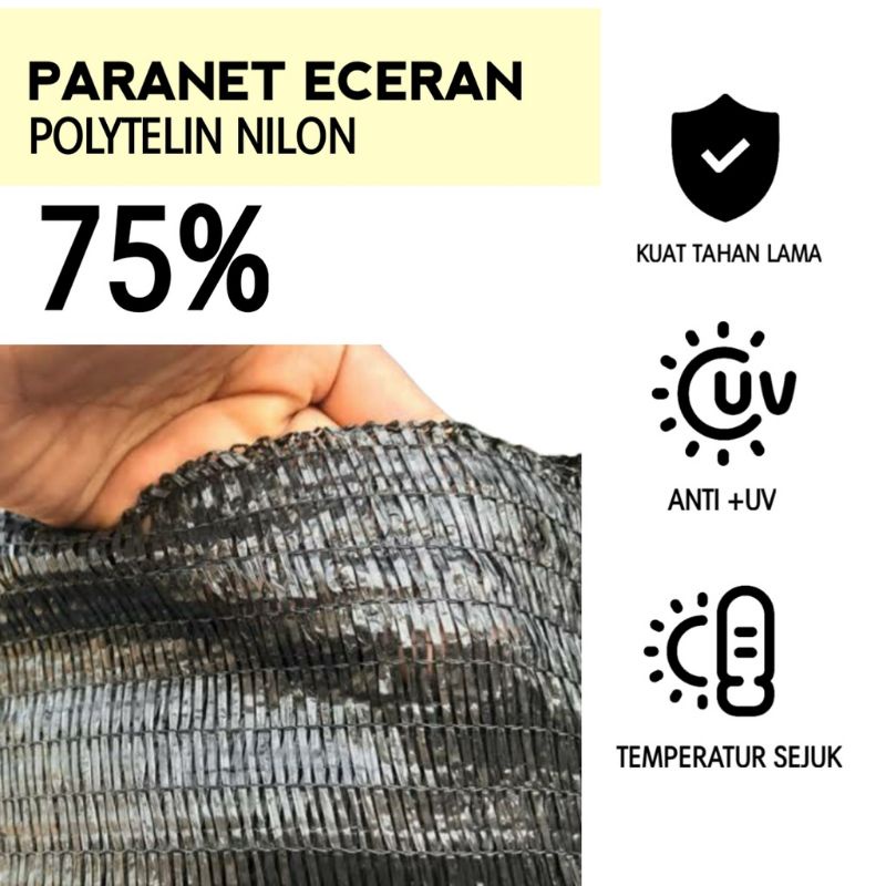 Paranet nilon 75 persen penutup atap adem 1m x 3m