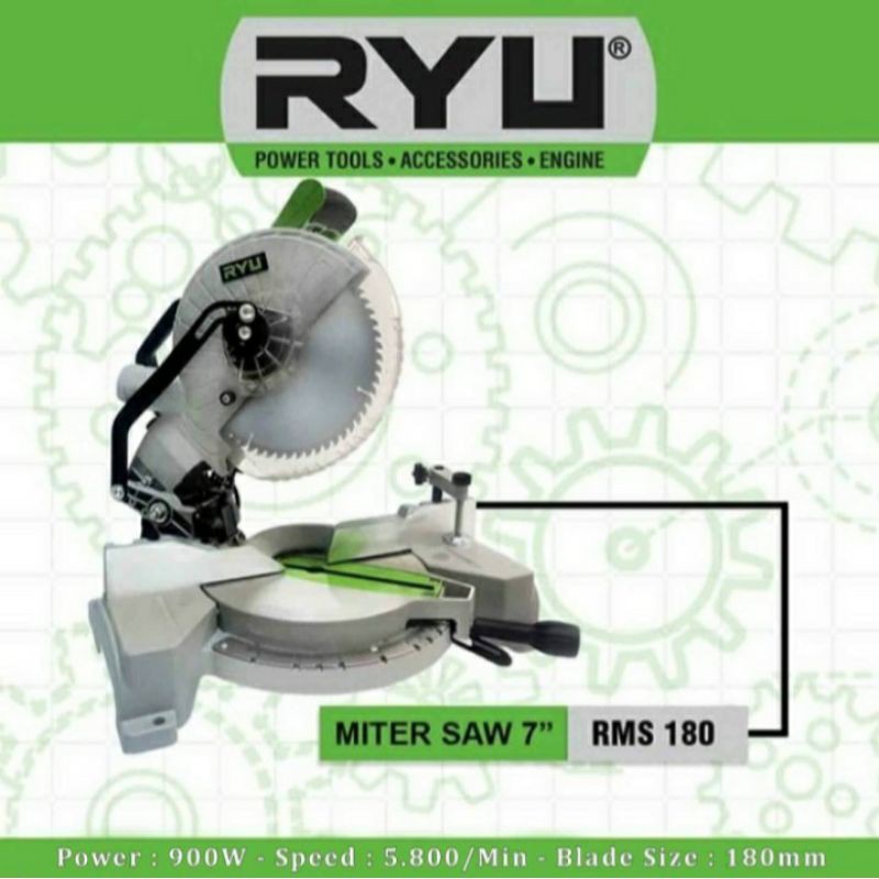 Mesin Potong Alumunium RYU 7" RMS180 / Miter Saw 7" RYU RMS180