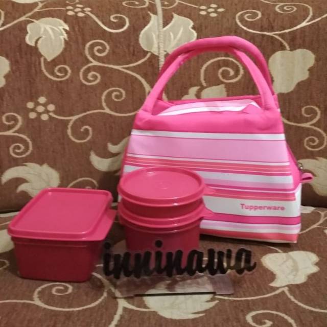 stripe pink lunch set tupperware india