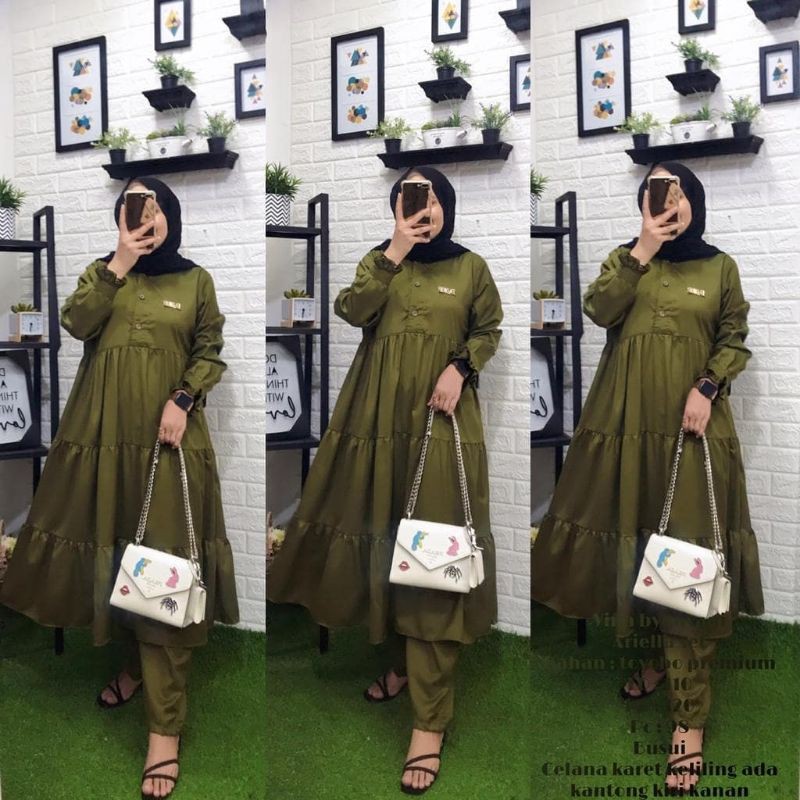 Ariella Set Cel Celana Tunik Terbaru Original Vina By Vavani