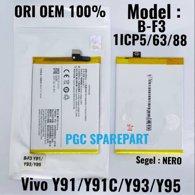 Baterai NERO Original OEM 100% Model B-F3 Vivo Y91 Y91C Y93 Y95 1ICP5-63-88 Batre Batere Battery