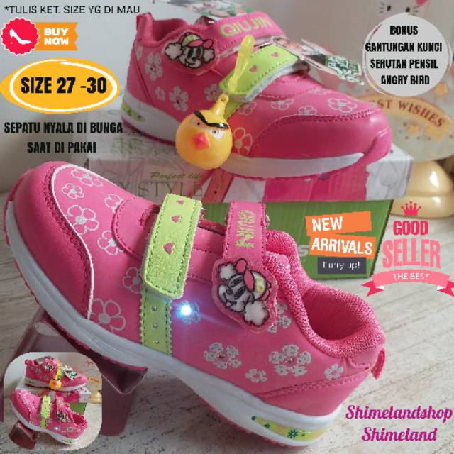 SEPATU ANAK PEREMPUAN LED SNEAKERS LAMPU NYALA IMPORT