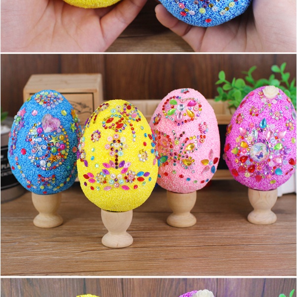 [ORGM] Mainan Edukasi DIY Telur dengan Snow Clay dan Sticker Dekor Manik Set Acara Paskah Easter