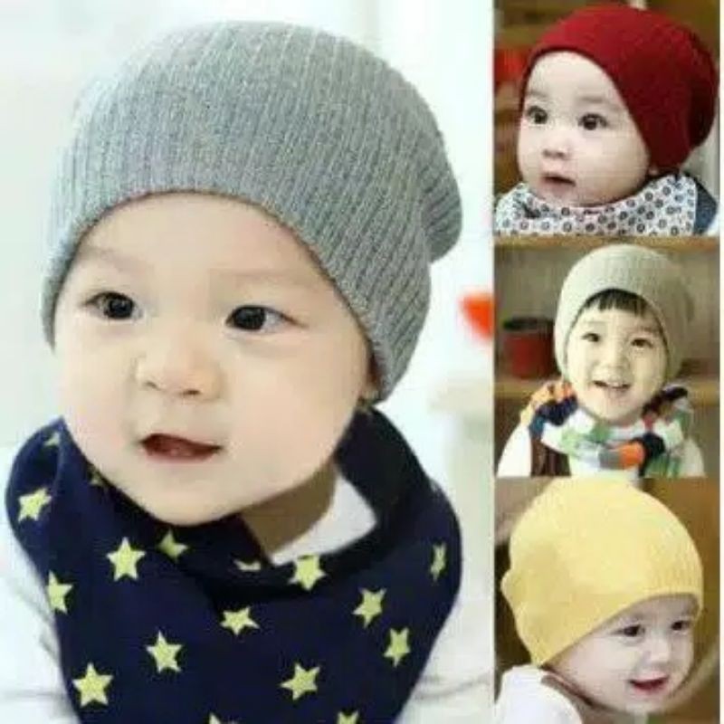 Kupluk Rajut Polos Bayi Topi Anak