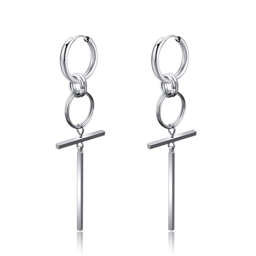 One Piece Versi Korea Panjang Rumbai Cincin Anting-Anting Trendi Pria Cross Anting-Anting Tanpa Tindik Telinga Klip Punk Wanita Anting-Anting