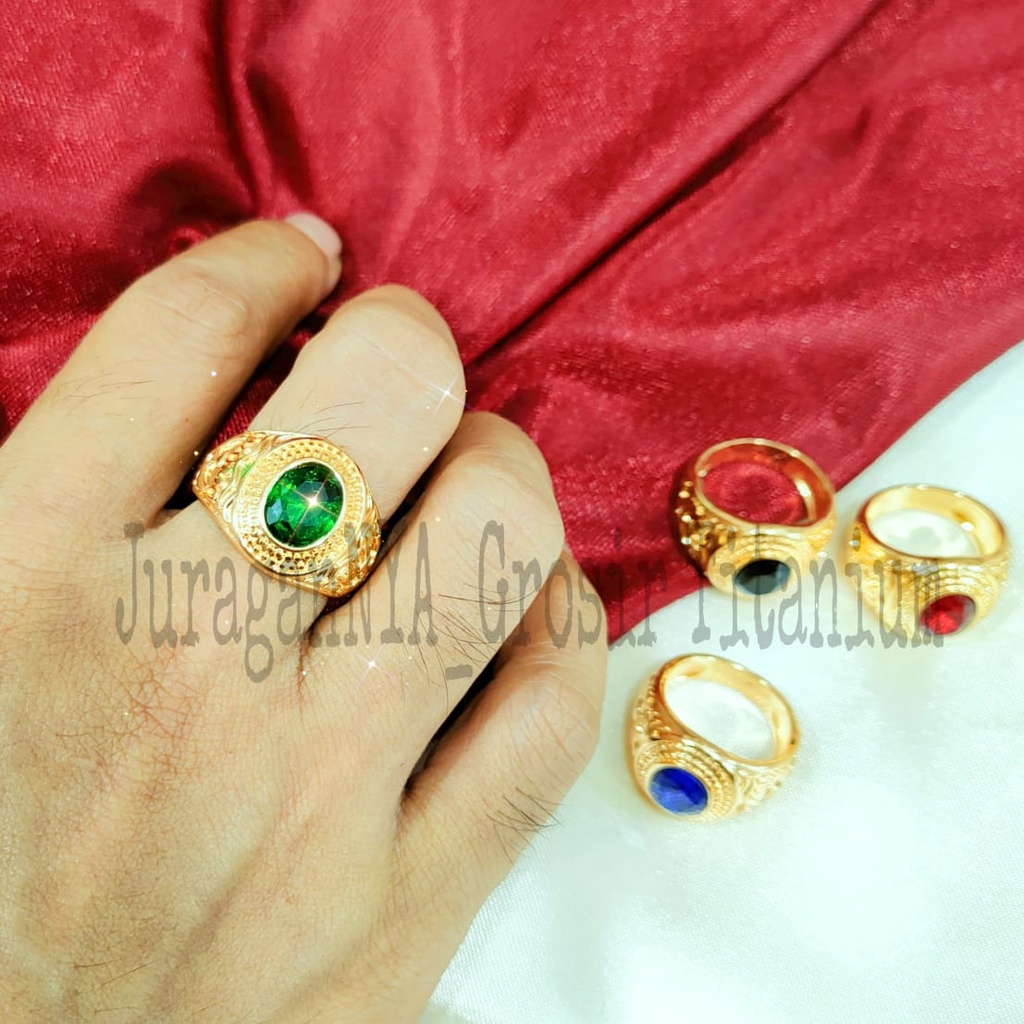 CINCIN COWOK TITANIUM BATU WARNA SUPER MEWAH ANTI KARAT&amp;ANTI LUNTUR