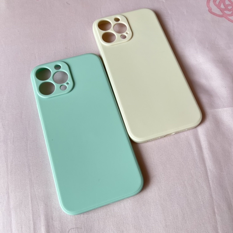 iPhone 13 Pro max Square Edge Silicone Matte Macaron pastel Soft Case + Lens Cover