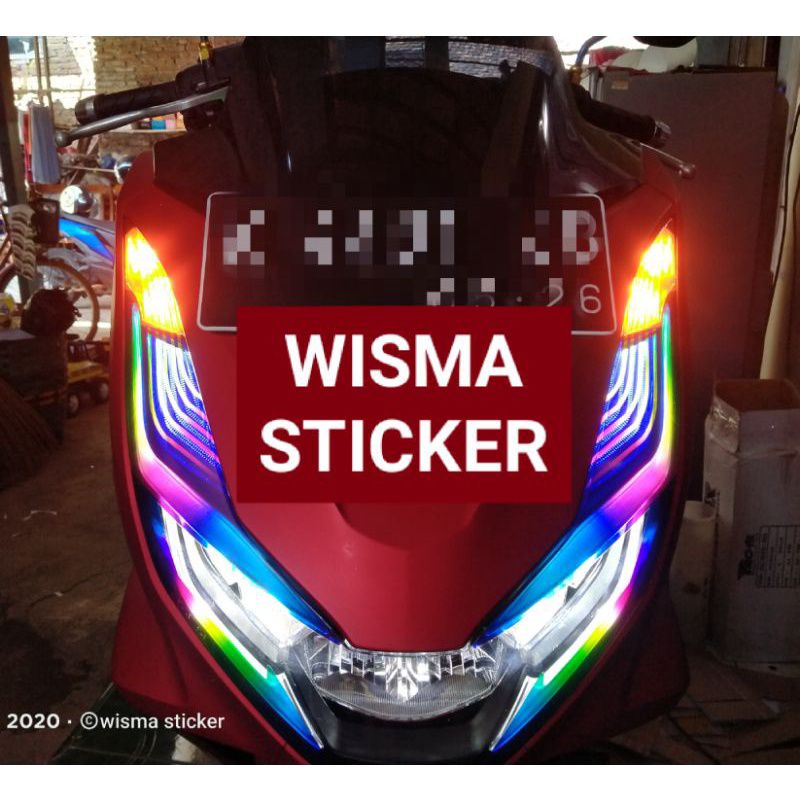 Stiker Lampu Pcx 160,stiker alis pcx warna warni,pelangi.
