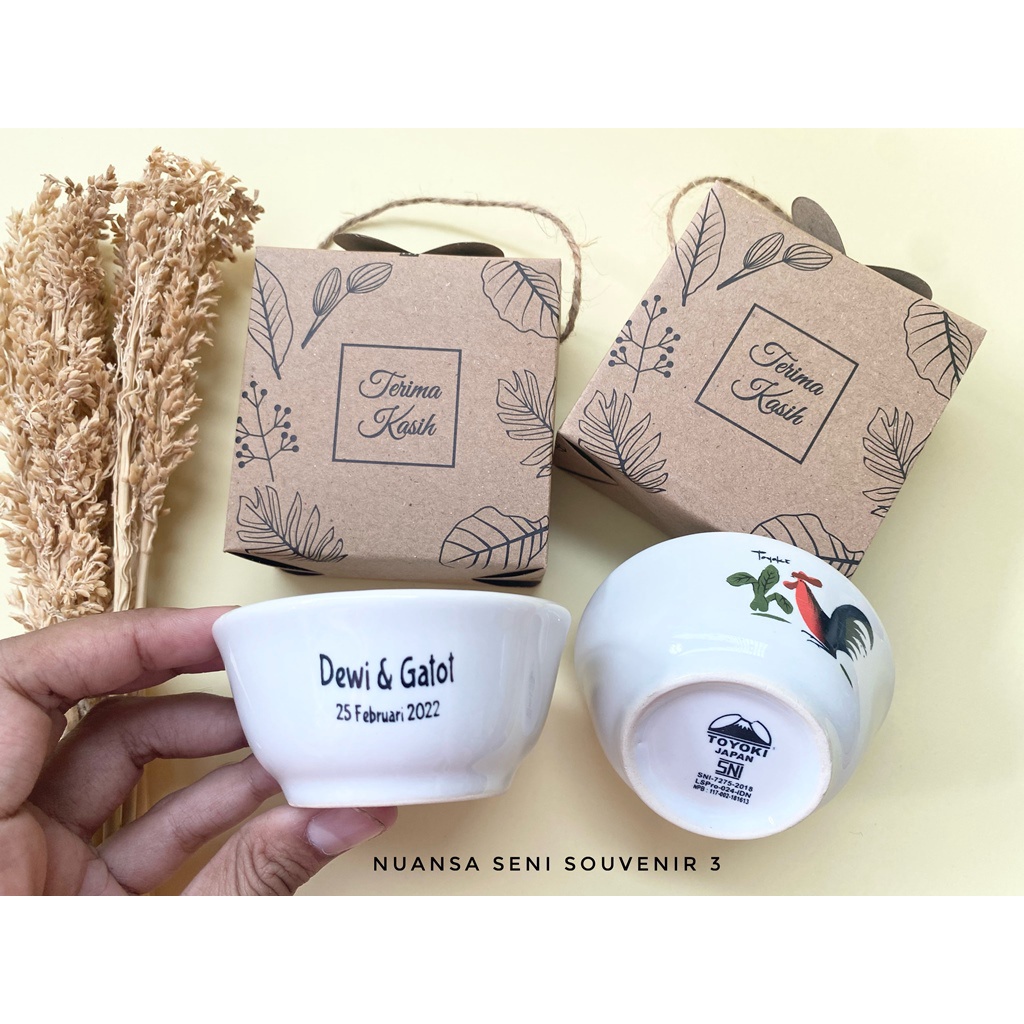 Souvenir Pernikahan Mangkok Ayam Jago Mini Mangkuk Sambal Keramik Kecil Mangkok Sablon