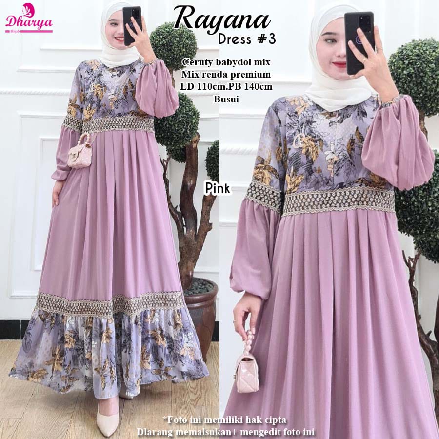 Rayana Dress Wanita Muslim Gamis Syari Jumbo LD 110 Original by Dharya Hijab
