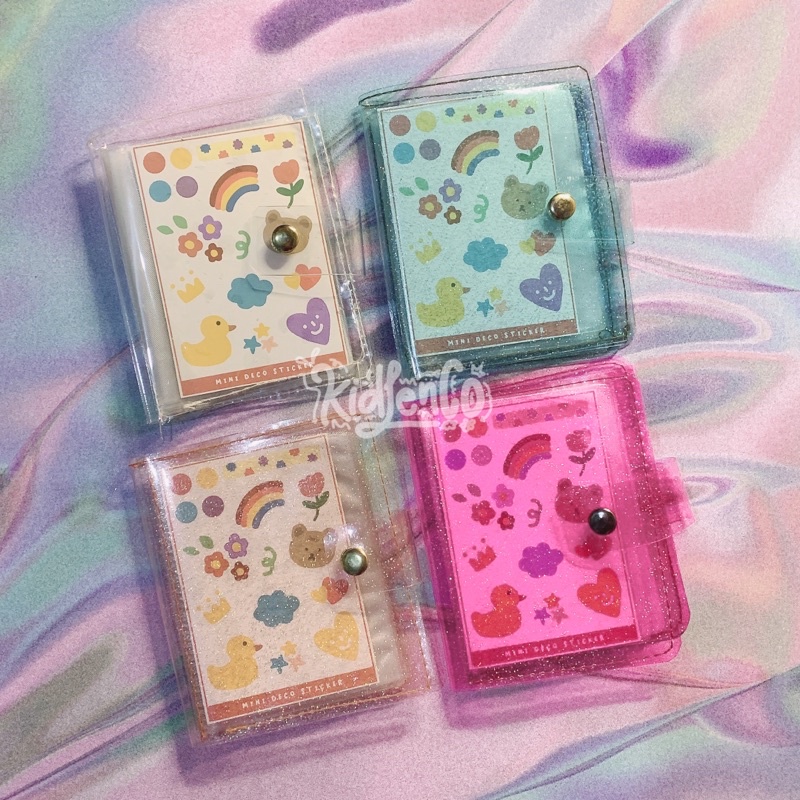 mini collect book pc ♡ dompet jelly transparan glitter ♡ card kolbuk case pastel cute lucu kartu photocard binder lomo kpop photocard polaroid pink yellow blue white kuning biru putih