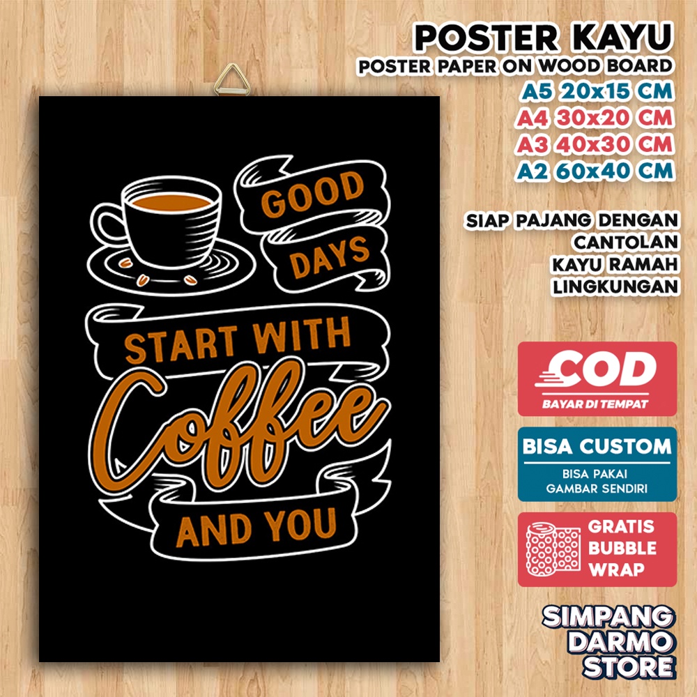 Jual Poster Kayu Qoute Kalimat Motivasi Tema Kopi Hiasan Dinding