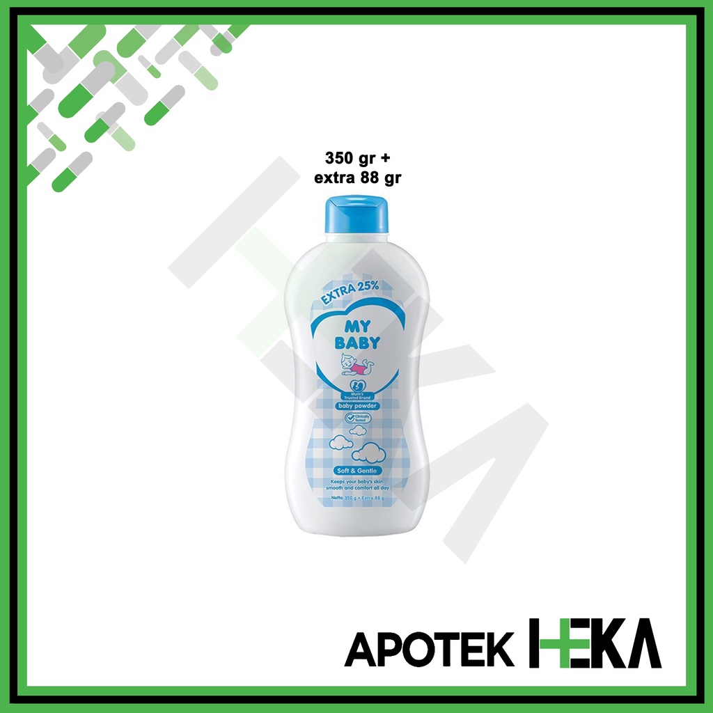 My Baby Powder Soft &amp; Gentle - Bedak Bayi Bedak Anak Lembut Biru 350 gr + extra 88 gr (SEMARANG)