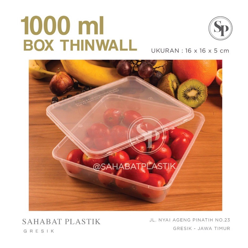 25PCS BOX THINWALL 1000 Ml + TUTUP / THINWALL DM 16x16 cm / TEMPAT NASI KUNING / KEMASAN SALAD PUDDI