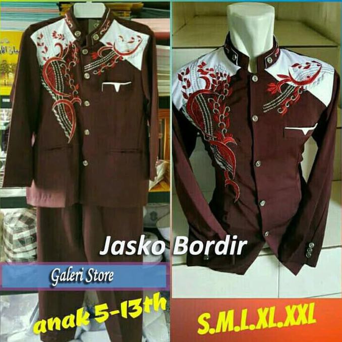 Jasko Jas Koko Couple Ayah Anak Maroon Bordir Kombinasi Jas Koko Murah