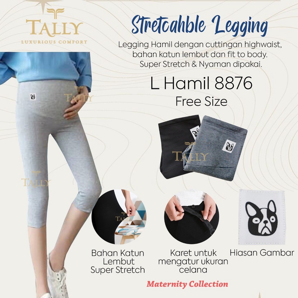 [TOMS] TALLY (1pcs) Celana Legging Hamil PENDEK BAWAH LUTUT Merk Tally 8851 8876 3151 (Free Size)