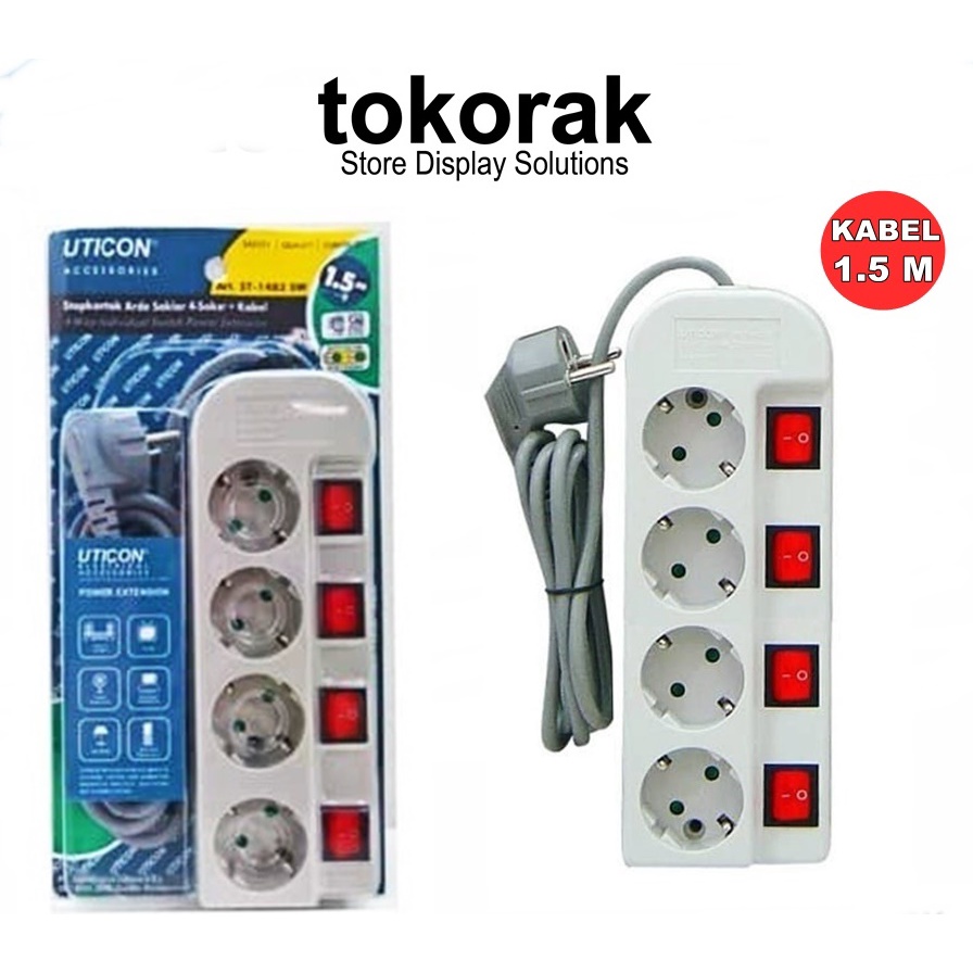 STOP KONTAK 4 LB ARDE + SAKLAR UTICON ST 1482 SW - COLOKAN EXTENTION