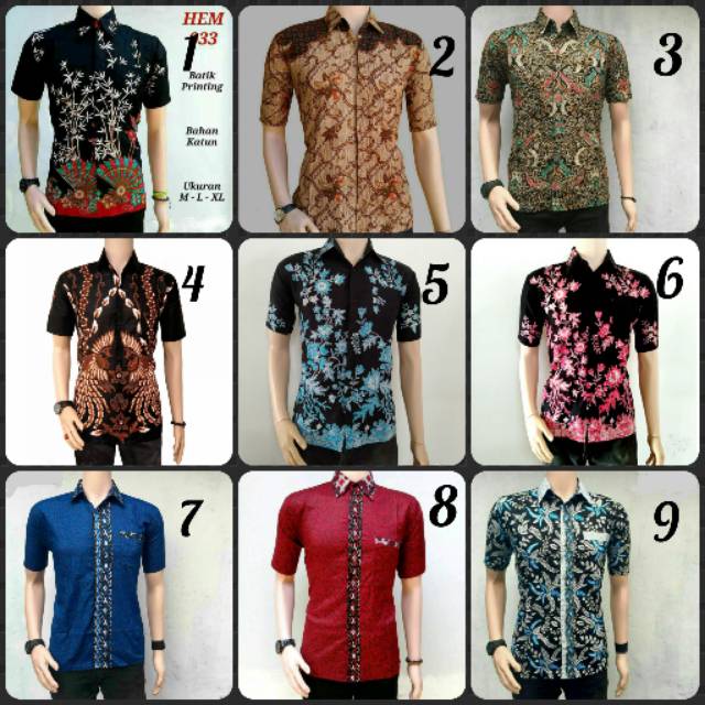 Kemeja Batik Lengan Pendek / Hem / Sragam Kantor / kondangan / baju Pria dewasa /  formal / Kasual