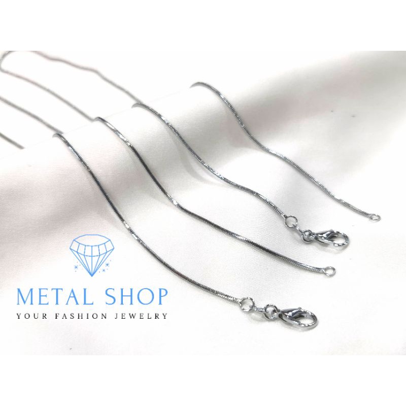 Kalung Pria Wanita Model Belut Bahan Rhodium Panjang 42CM