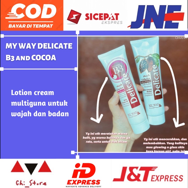 My Way Delicate cocoa butter B3 cream lotion untuk meratakan warna kulit memudarkan strechmark menya