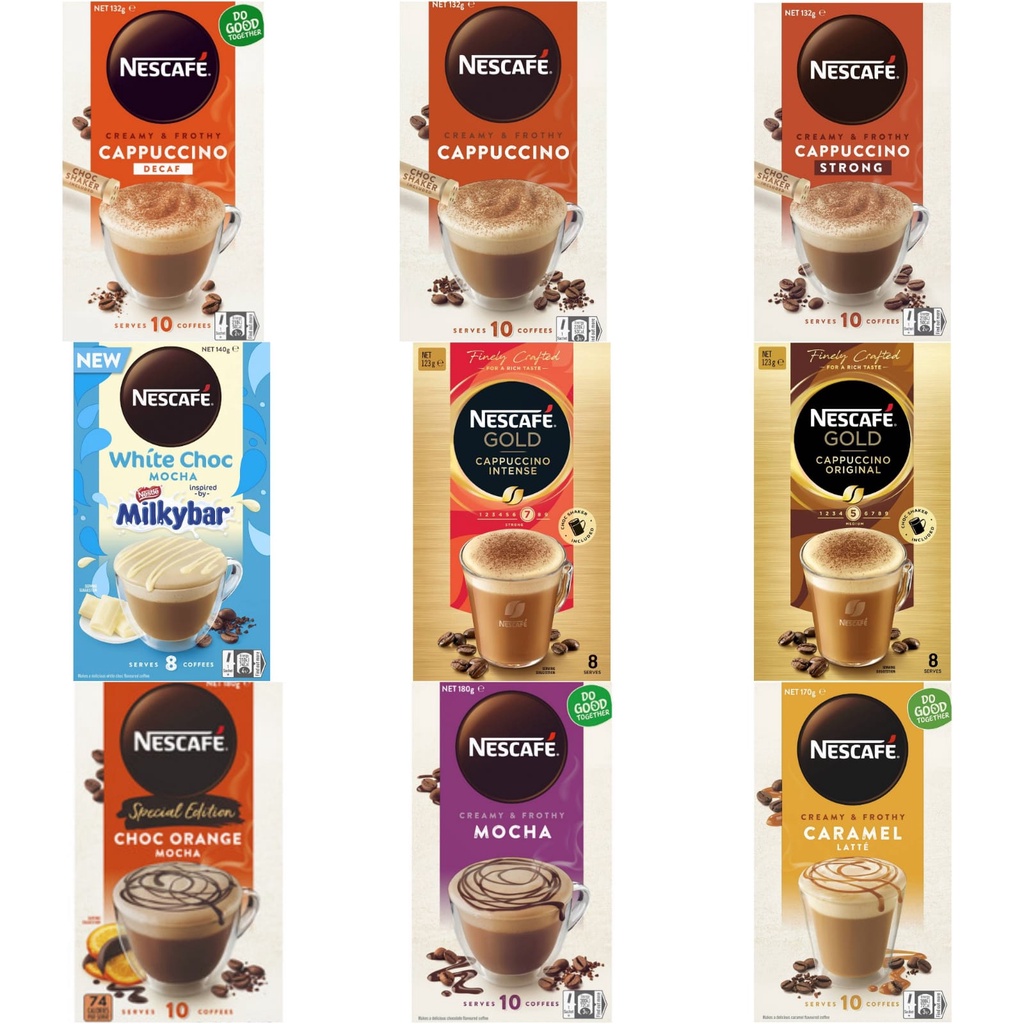 

Nescafe Australia isi 8 dan 10 Per Box/Nescafe Australia EXP 2023/Nescafe Cappuccino/Cappuccino
