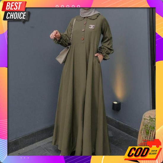 Kania #2 Dress Midi// Gamis Motif Polka/ Polkadot/ Bintik Rampel Kerah Baju Gamis Melva Dress Terba