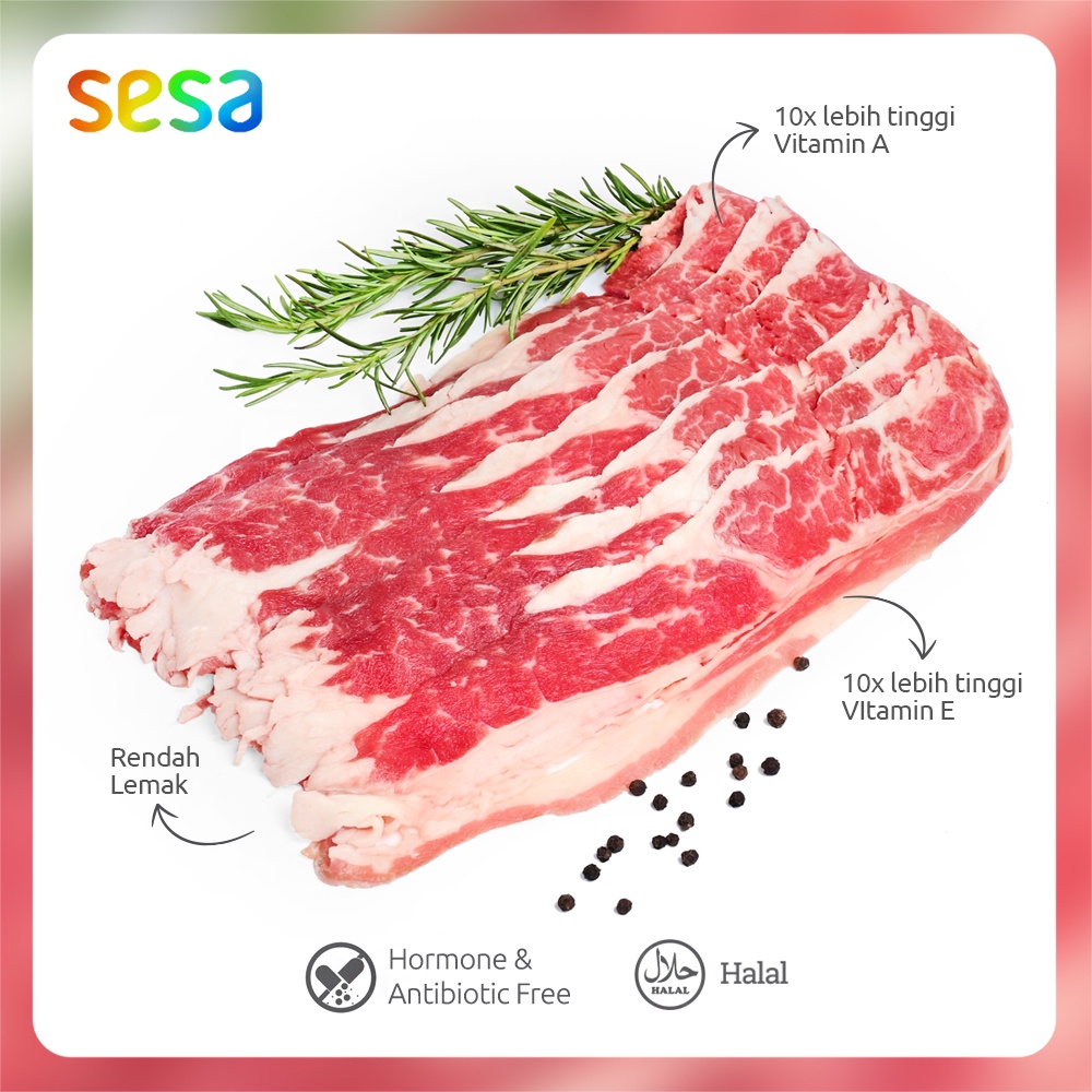 Shortplate Slice USA Beku Halal 500 g (Daging Sapi)