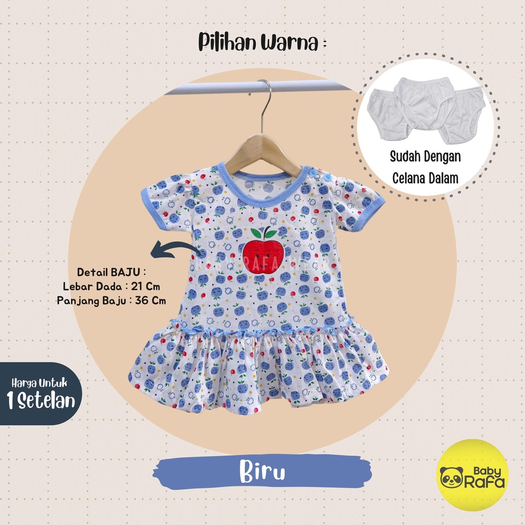 Dress Baju Bayi Perempuan 0 - 3 Bulan merk BONA, Setelan Rok Anak Perempuan motif Fruit