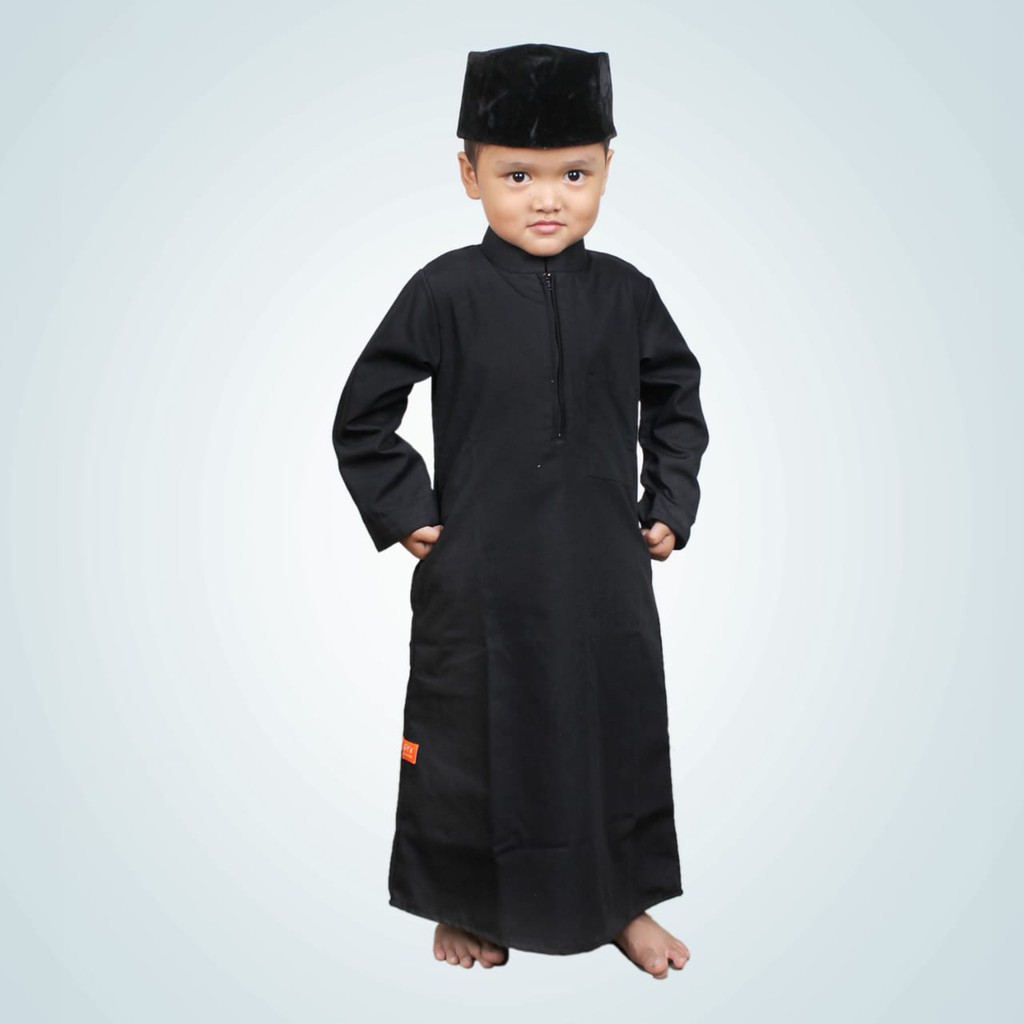 Salim Moslem - PROMO Gamis Koko Anak Polos Murah - Hitam