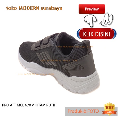 RO ATT MCL 670 V HITAM PUTIH sepatu sekolah anak perekat sneakers