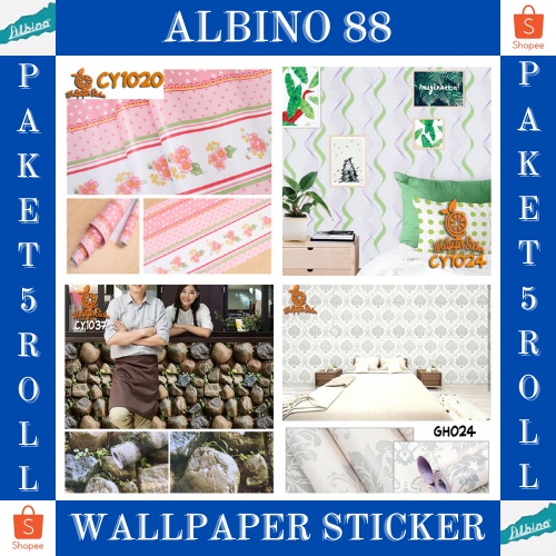 PROMO PAKET 5 ROLL WALLPAPER STICKER DINDING/ WALLPAPER RUANG TAMU/ WALLSTICKER/ MOTIF BATIK ELEGANT TERMURAH