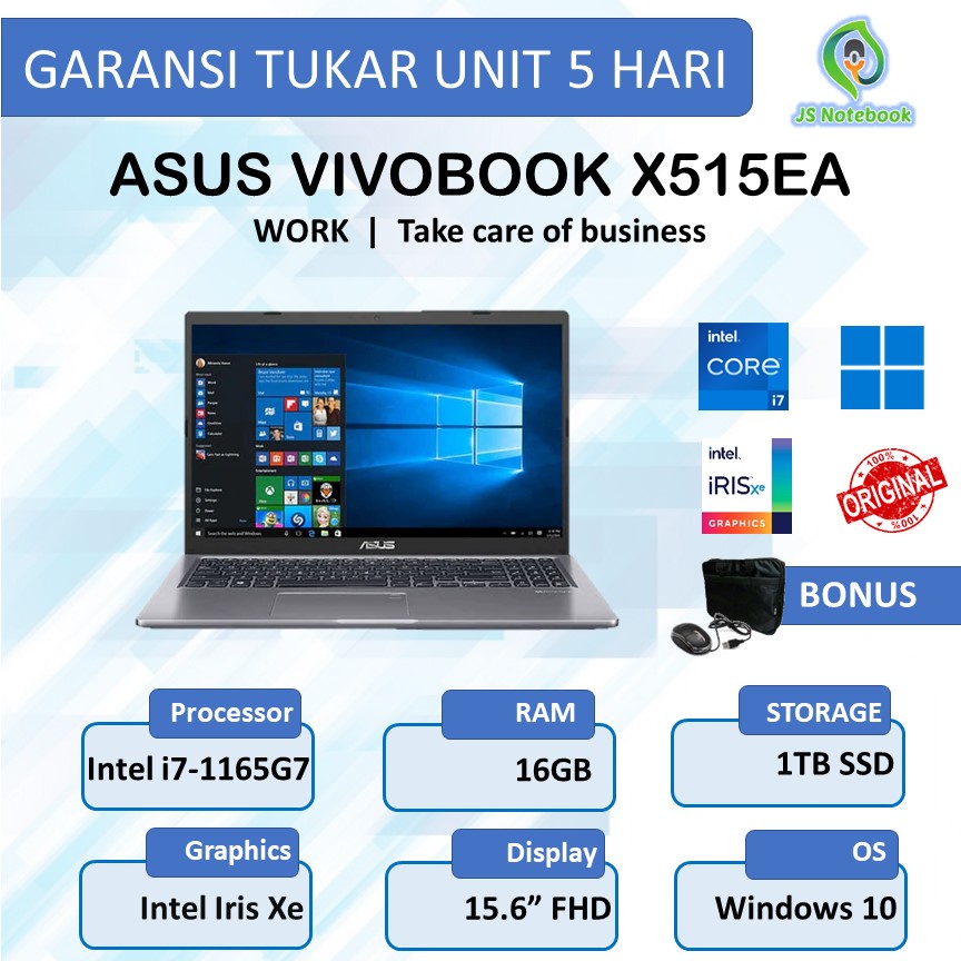 ASUS VIVOBOOK X515EA i7 1165G7 16GB 1TBSSD W10 15.6FHD
