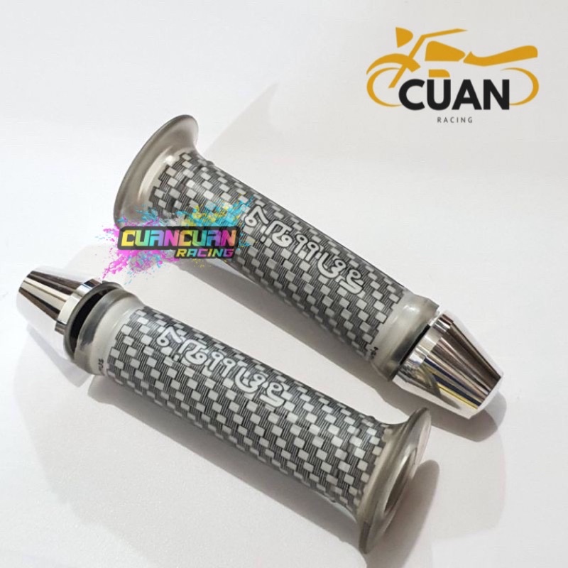 HANDGRIP KARBON SILVER + JALU STANG SILVER BISA UNTUK SEMUA MOTOR