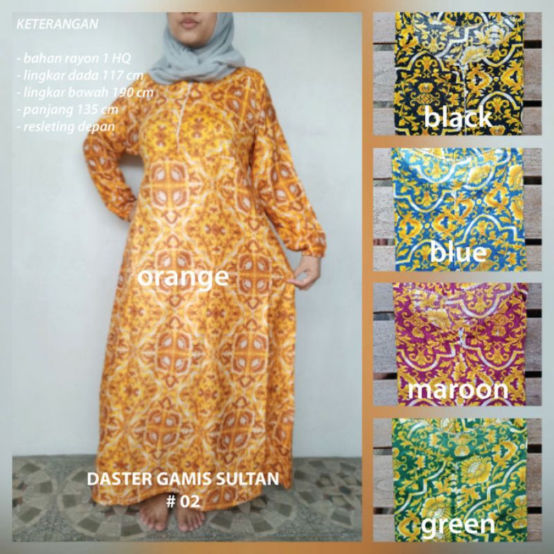 Daster gamis Lengan panjang sultan 02 muslim busui rayon adem murah nyaman dipakai