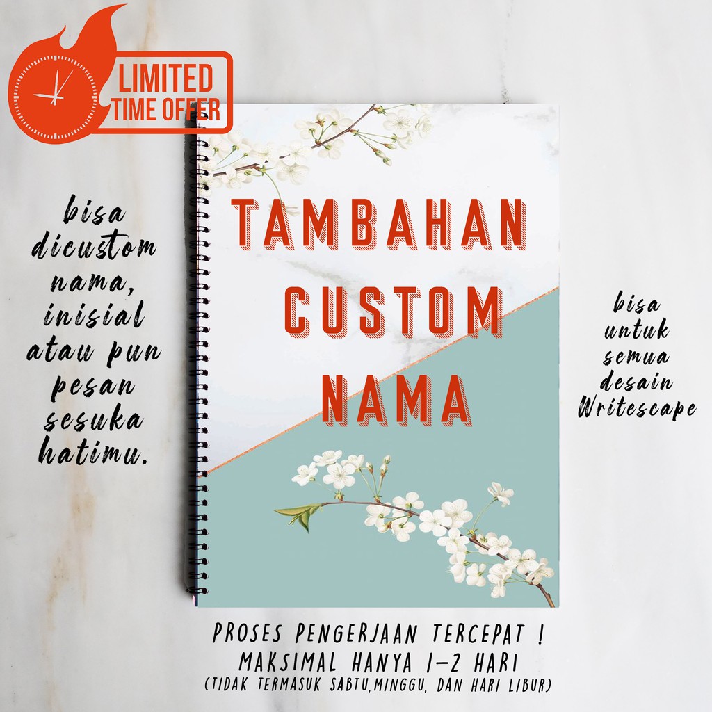 Tambahan Nama / Inisial / Pesan untuk Semua Desain Buku Tulis A4 & A5 Writescape