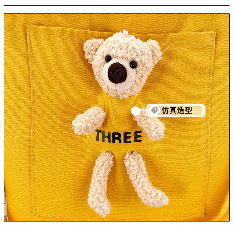 [littlecrab] Tote Bag Beruang Lucu Teddy Bear Unisex Totebag Timbul Unik Resleting Berkualitas Tas Tote Kuliah Sekolah Big Capacity Korean Style