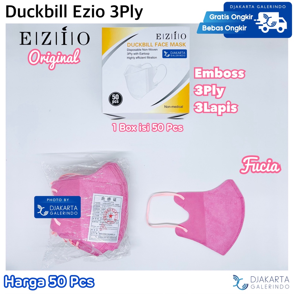 Masker Duckbill Ezio 3Ply Original isi 50Pcs