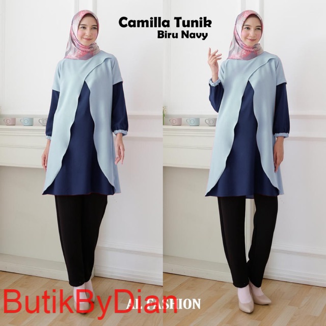 BAJU ATASAN MUSLIM TUNIK WANITA KANCING BELAKANG BAHAN MOSCREPE