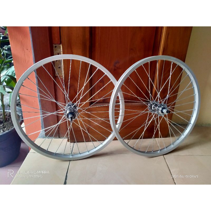 Wheelset sepeda 20 450 sepasang rims ruji hub cakram drat