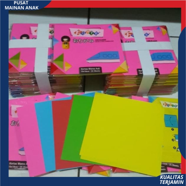 ( PROMO ) SATU PACK (ISI 25 LEMBAR ) ORIGAMI KERTAS LIPAT DUA SISI FORTE 16 X 16 DOUBLE FACE GROSIR