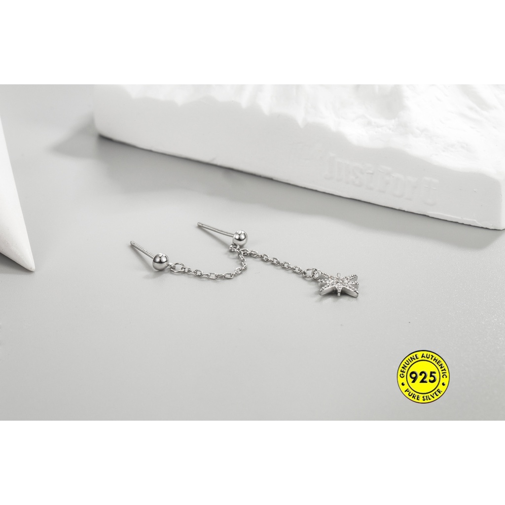 Anting Tusuk Gantung Sterling Silver Desain Rumbai Panjang Untuk Wanita