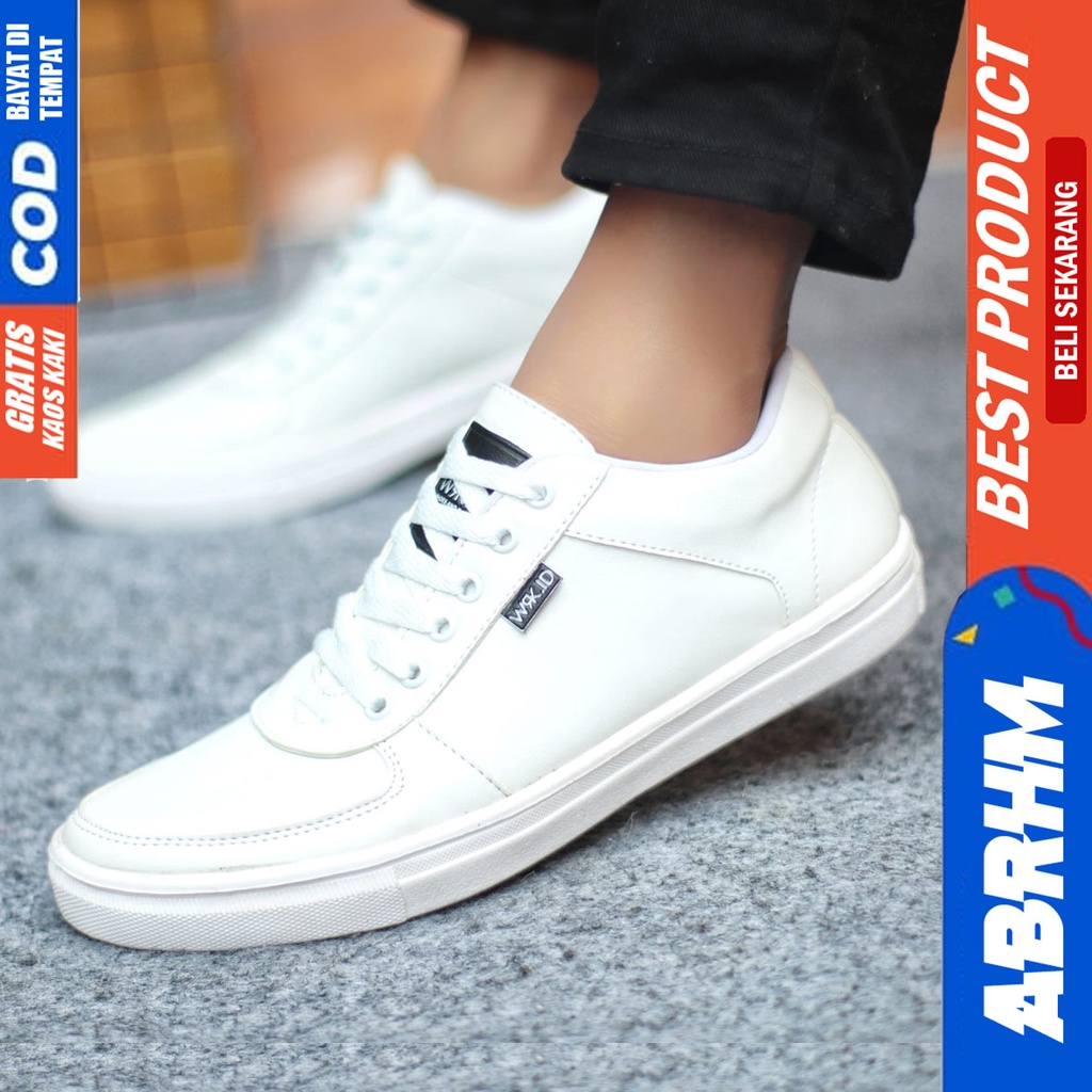 Sepatu Sneakers Pria Sepatu Casual Pria Kulit Pu Sepatu Kerja Kuliah Kondangan Sepatu Hitam Pria MANLY ABRHM